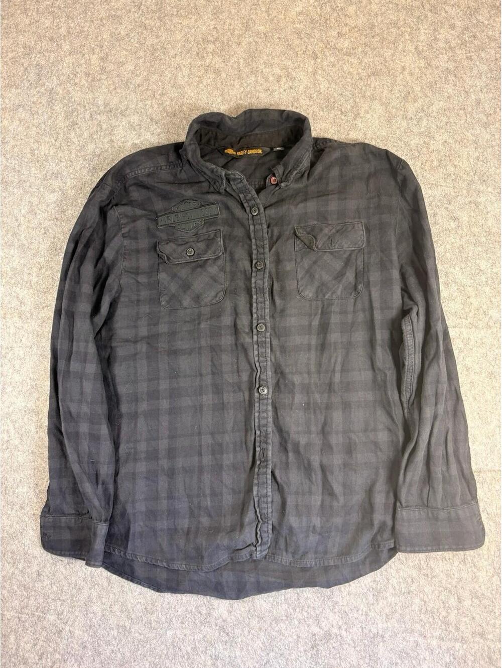 Harley Davidson Women's XL Applique Plaid Flannel Shirt 100% cotton